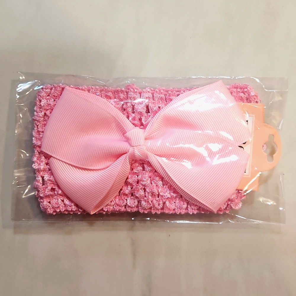 Pink Bow Baby Headband, Soft And Stretchy By D'Bello